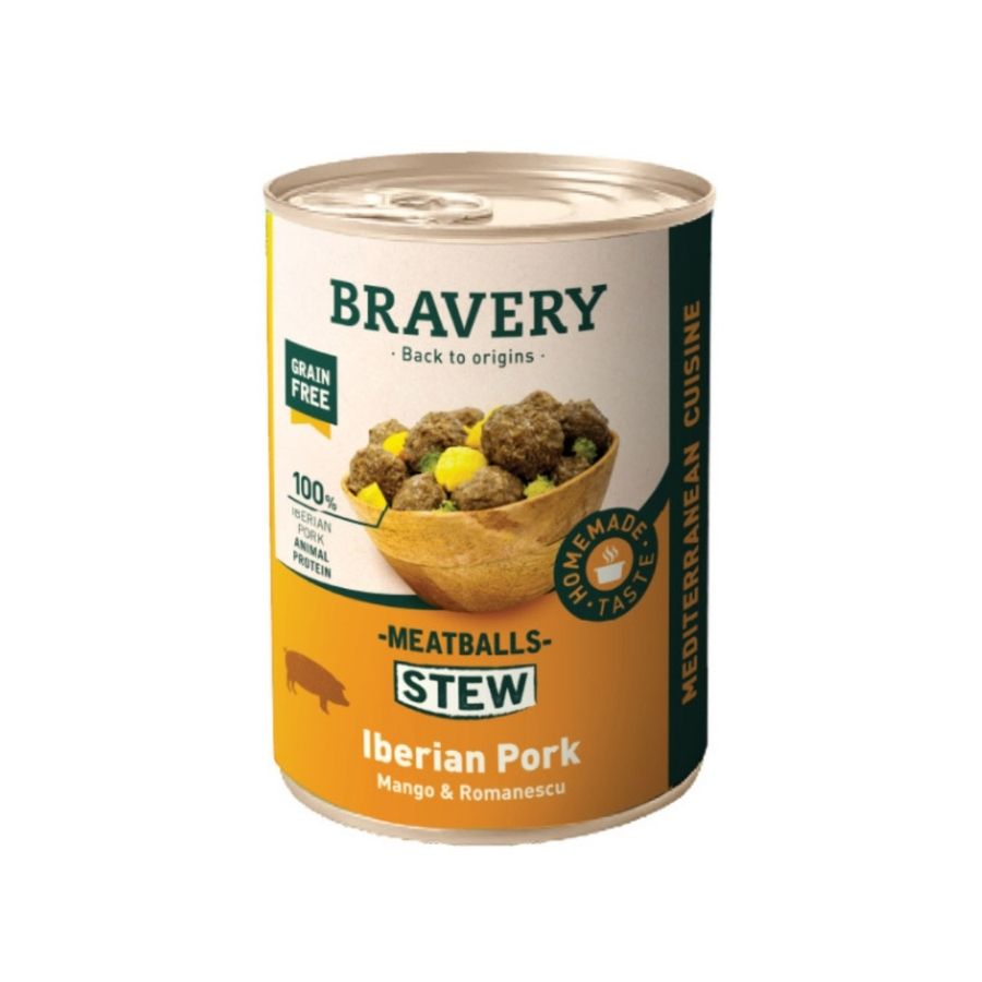 Bravery meatballs stew iberian pork dog wet food 415 GR, , large image number null