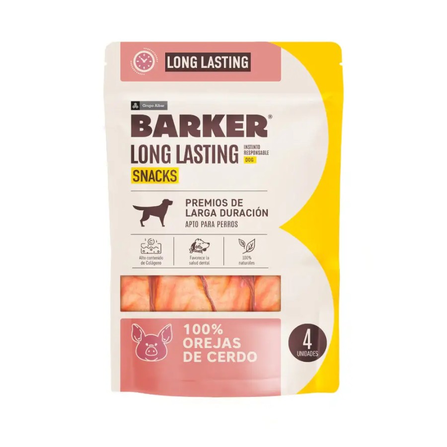 Barker long lasting orejas de cerdo 100% naturales para perros 112 GR