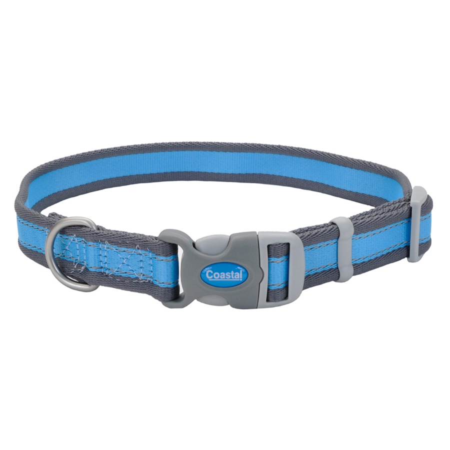 Collar para perro ajustable pro reflectante color azul brillante con gris, , large image number null