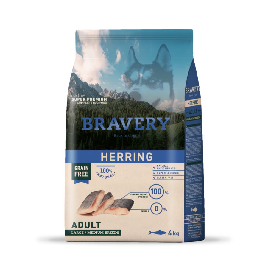 Bravery herring adult large/medium breeds alimento para perro, , large image number null