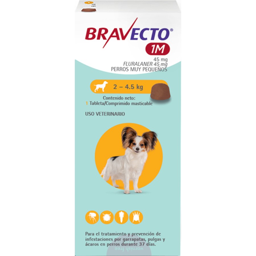 Bravecto Perro 45 Mg 2-4,5 Kg 1 Mes