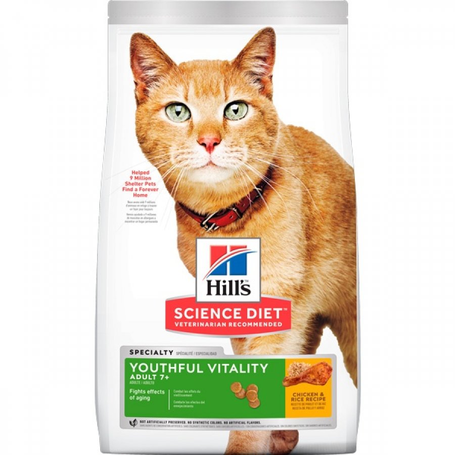 Hills feline youthful vitality adulto 7+ 1.36KG alimento para gato, , large image number null