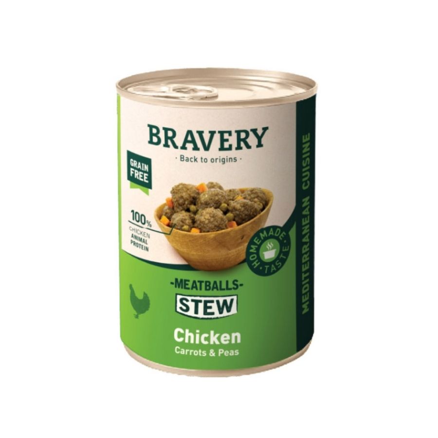 Bravery meatballs stew chicken dog wet food 415 GR, , large image number null