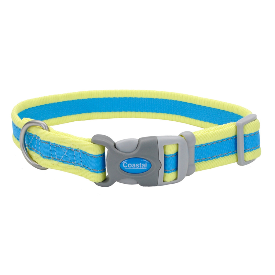 Collar para perro ajustable Pro reflectante color aguamarina con amarillo neón, , large image number null