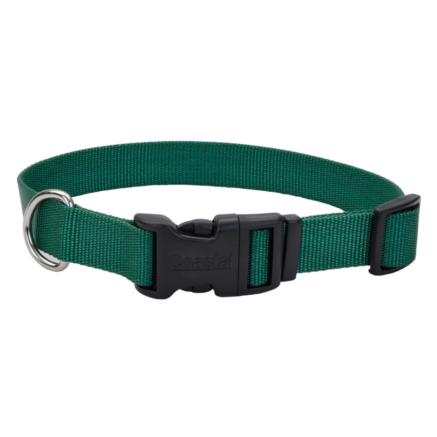 Collar de perro ajustable con hebilla de plástico color verde oscuro, , large image number null