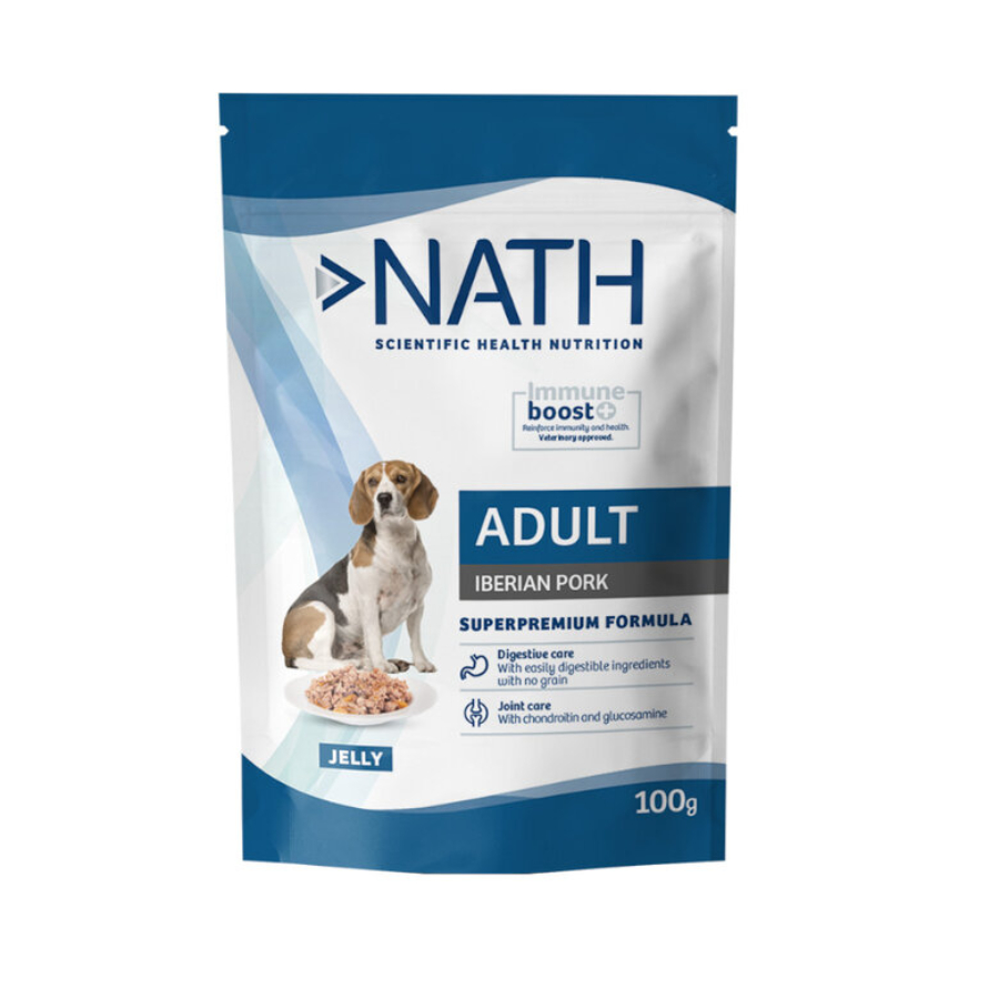 Nath Pouch adulto sabor cerdo iberico alimento húmedo para perros 100 GR, , large image number null