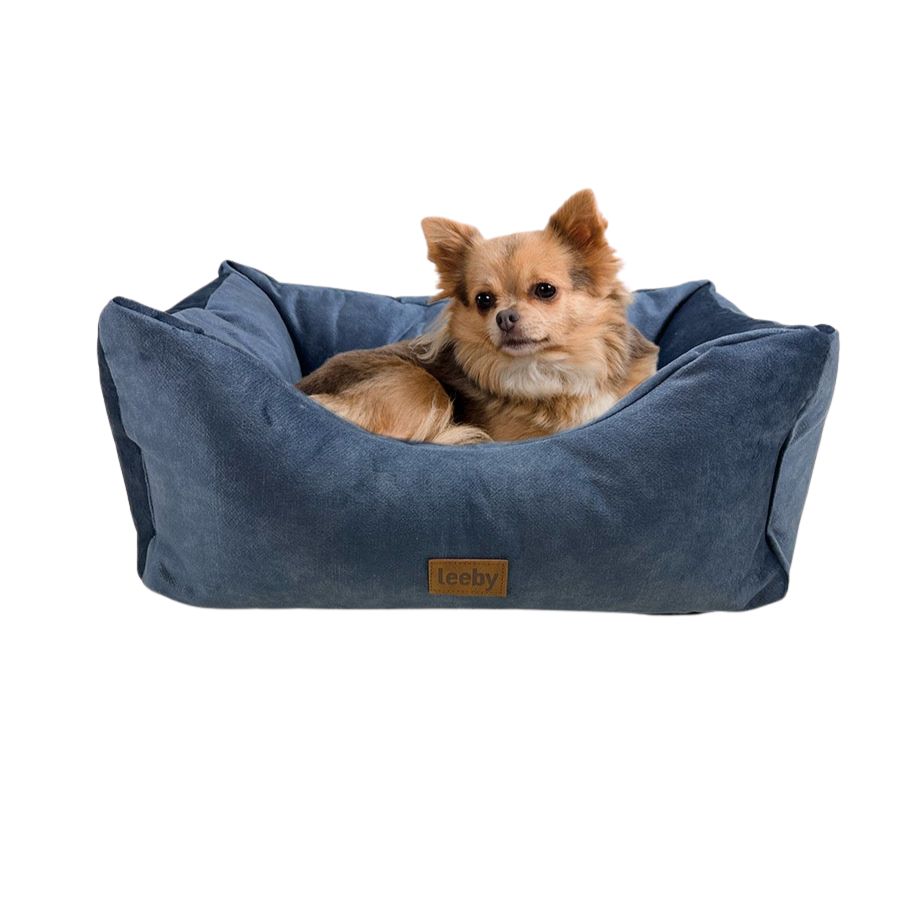 Leeby Cama Impermeable y Desfundable Azul Marino para perros