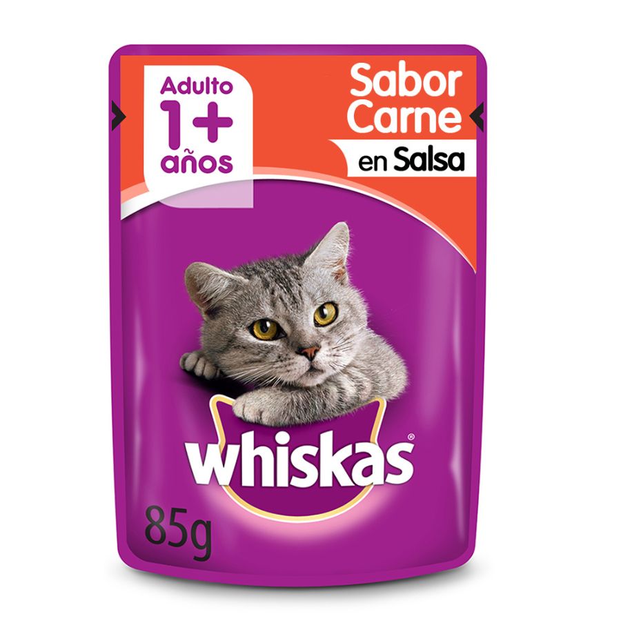 Pouch whiskas para gatos sabor carne 85 GR, , large image number null