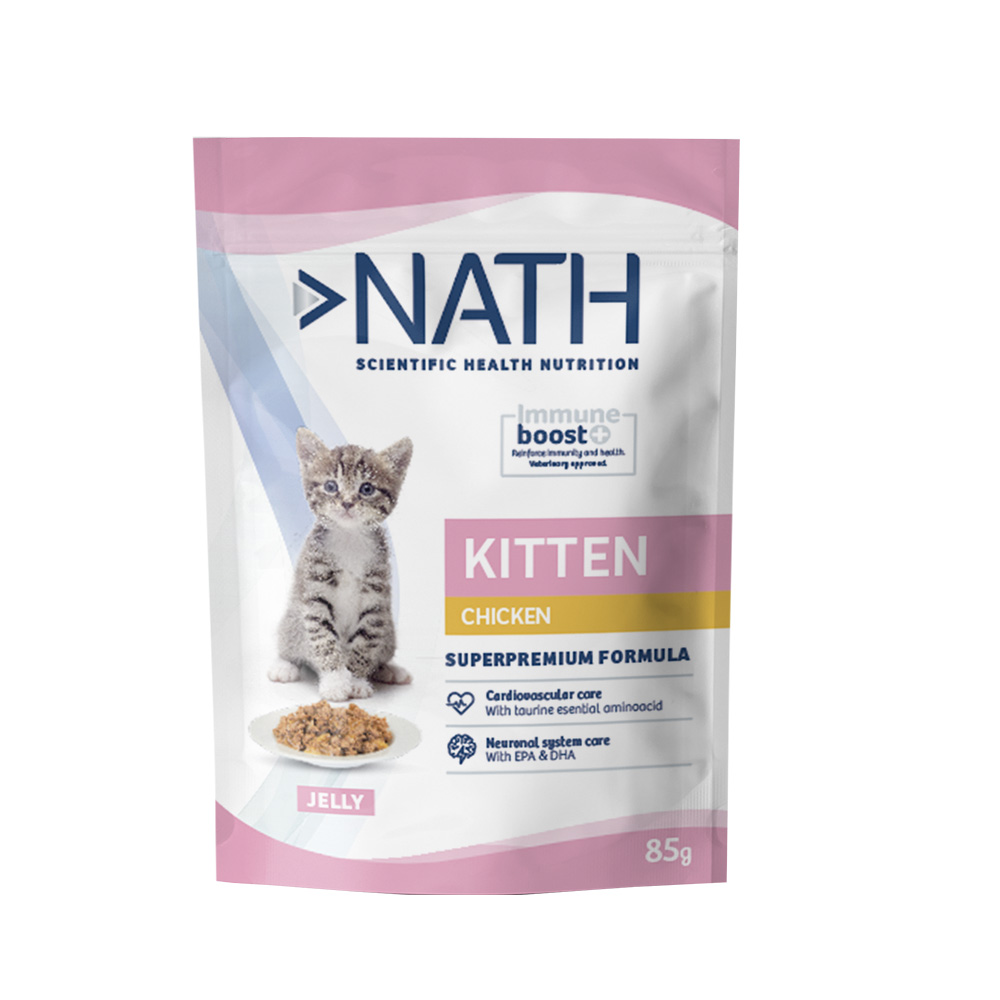 Nath kitten pollo en gelatina en sobre para gatitos