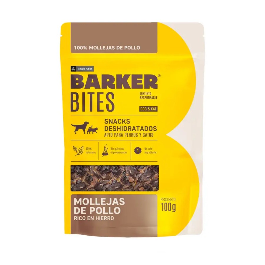 Barker bites mollejas de pollo 100% naturales para perros y gatos 100 GR