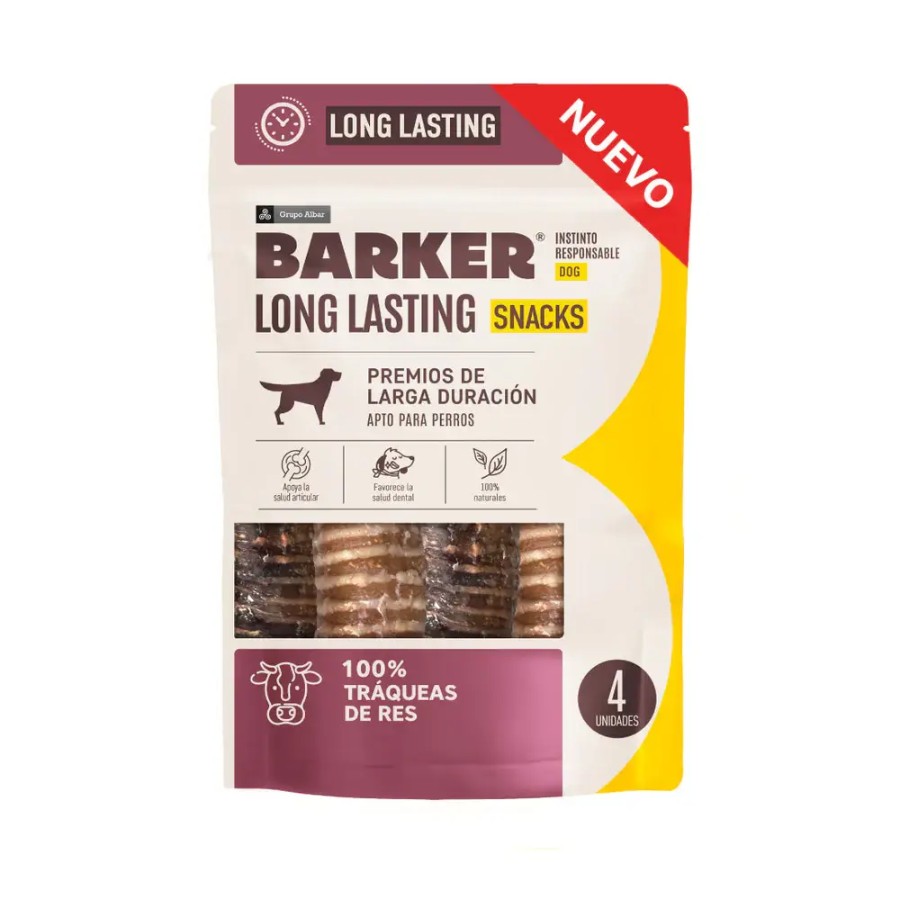 Barker long lasting tráqueas de res 100% naturales para perros 150 GR