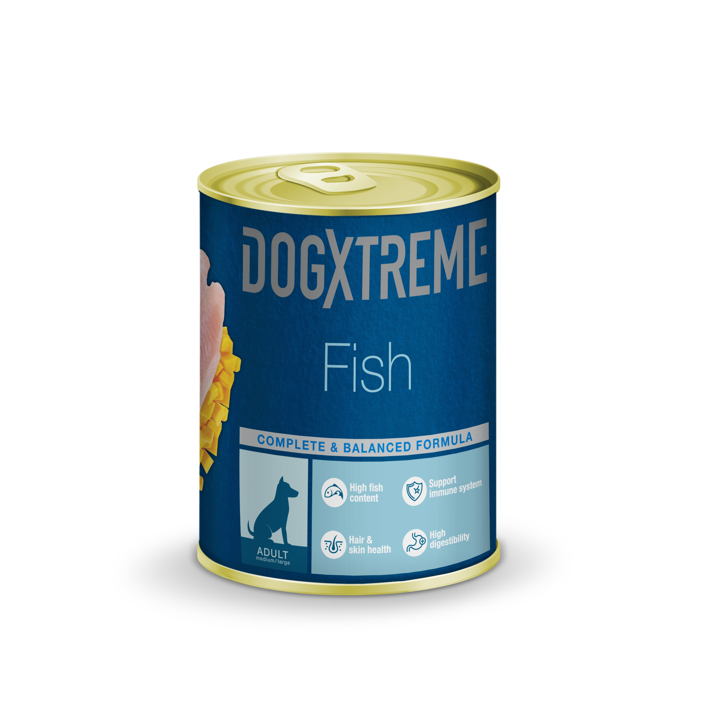 Dogxtreme Dog adulto lata de pescado con calabaza alimento húmedo para perros 400 GR