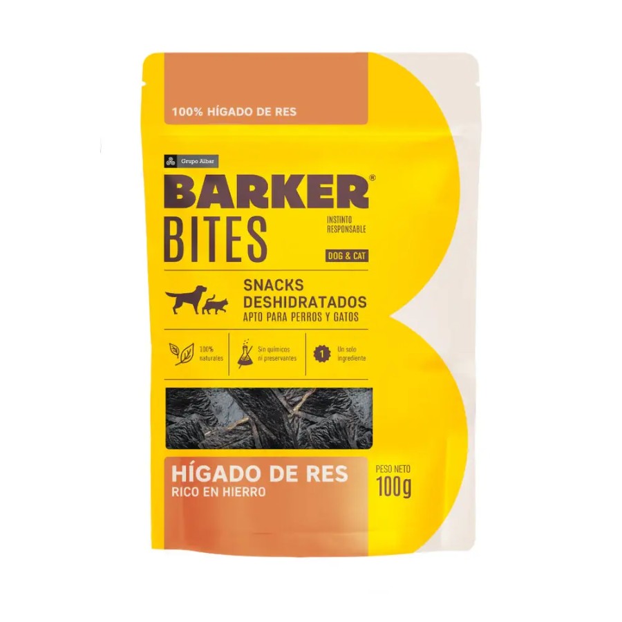 Barker bites hígado de res 100% naturales para perros y gatos 100 GR